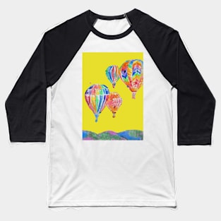 Hot Air Balloon Watercolor Painting on Yellow Balloons Baseball T-Shirt